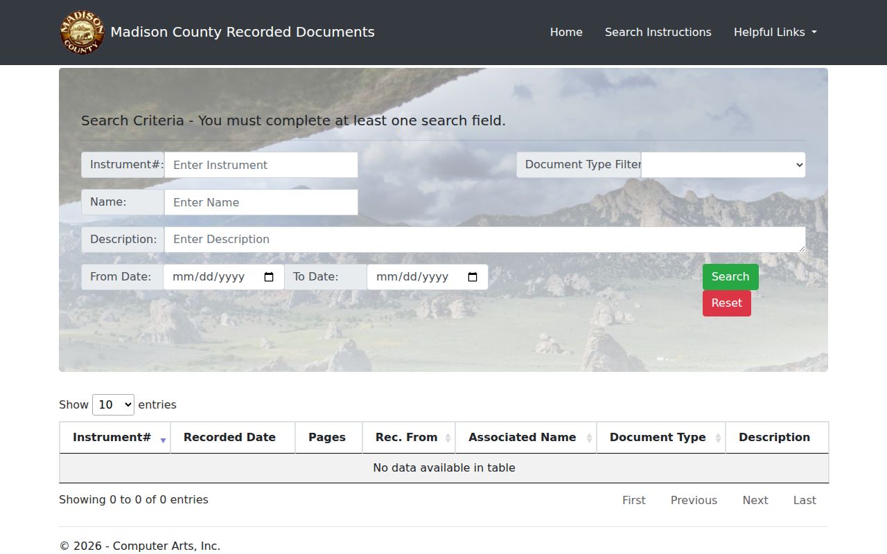 Madison County Recorded Documents index for Rexburg searches