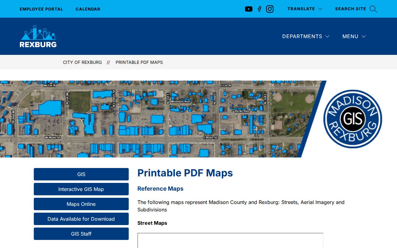 Rexburg printable street and subdivision maps